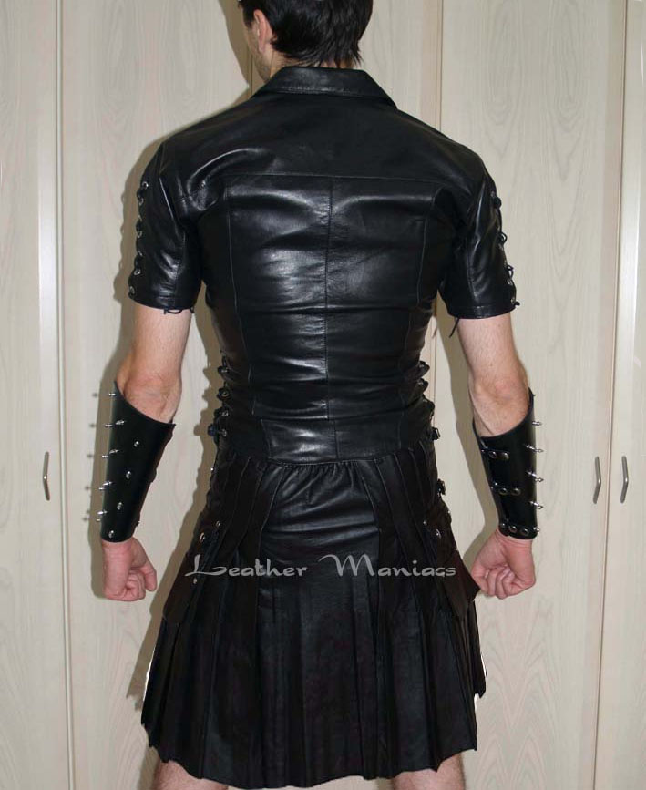 classic black leather kilt skirt pants | eBay